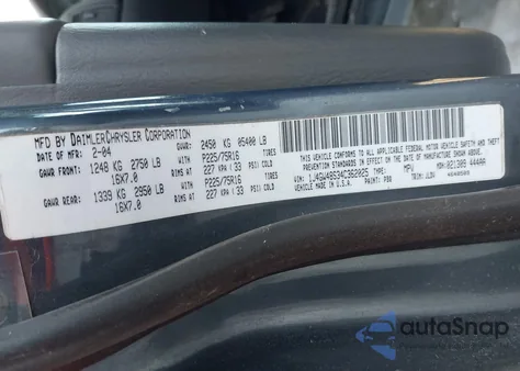 2004 Jeep Grand Cherokee Laredo z USA, uszkodzony, nr VIN 1J4GW48S34C362025